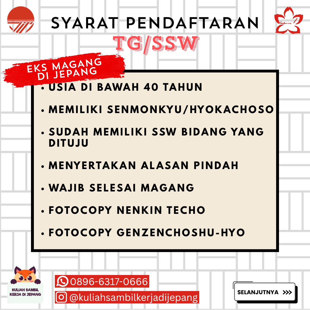 Syarat Tokutei Ginou Eks Magang di Jepang